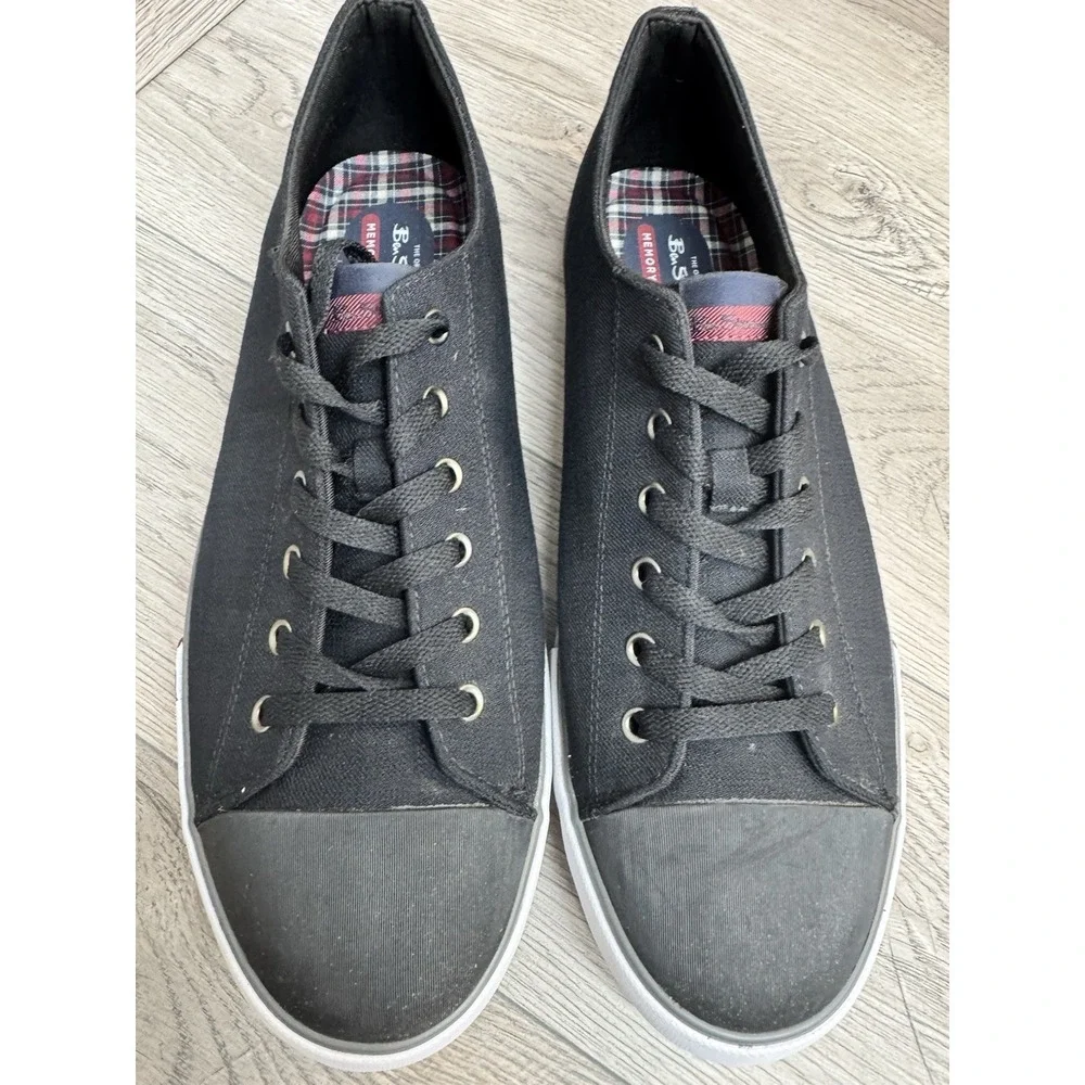 Ben Sherman Dorset Lo Shoes Mens Size 12 46 Black Canvas Memory Foam Sneaker